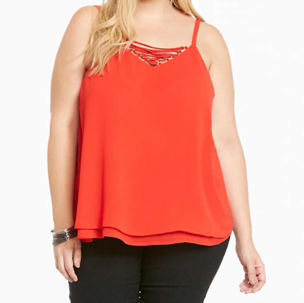 Strappy front double layered chiffon cami